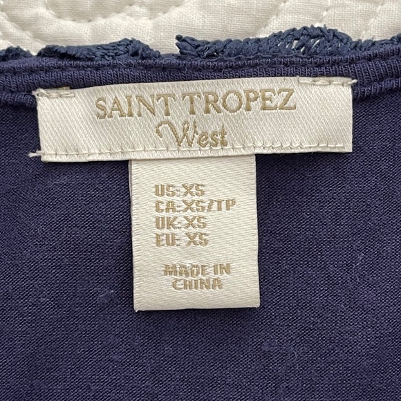 St Tropez West Top Sleeveless Navy Floral Cut Lace Size XS - Picture 10 of 12